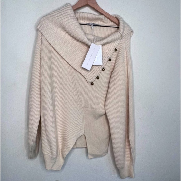 NWT Stella McCartney Button Patchwork Rib Cashmere Sweater, sz US 8 - Picture 3 of 10